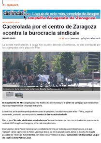 Nota periodico sobre accion en Zaragoza